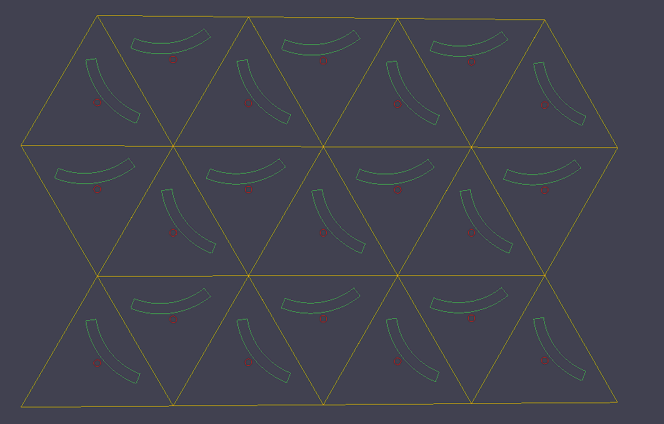 Equilateral triangle and macaroni rotational axis placement.